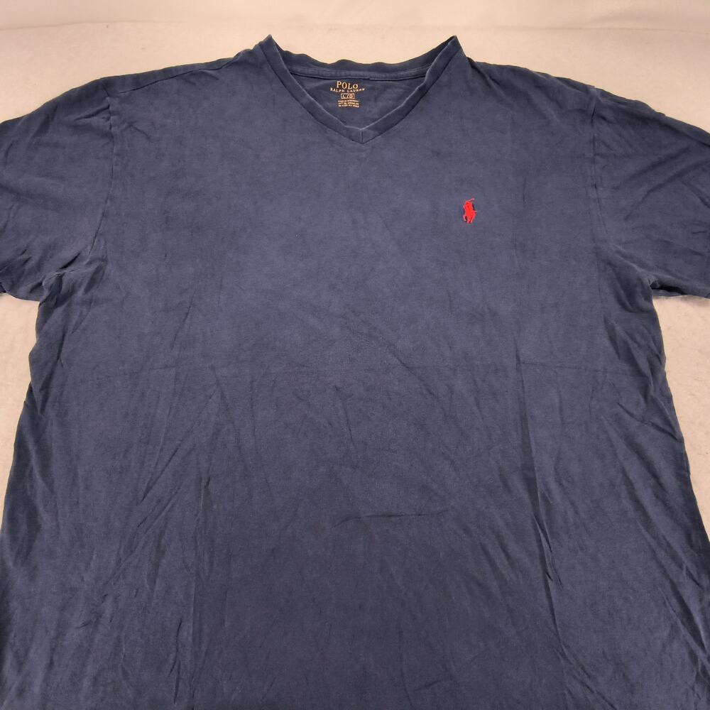 Polo Ralph Lauren V Neck Short Sleeve Shirt Mens Size Large L Navy Red